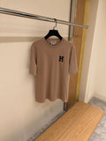 Καφέ βαμβακερό T-shirt με Patch