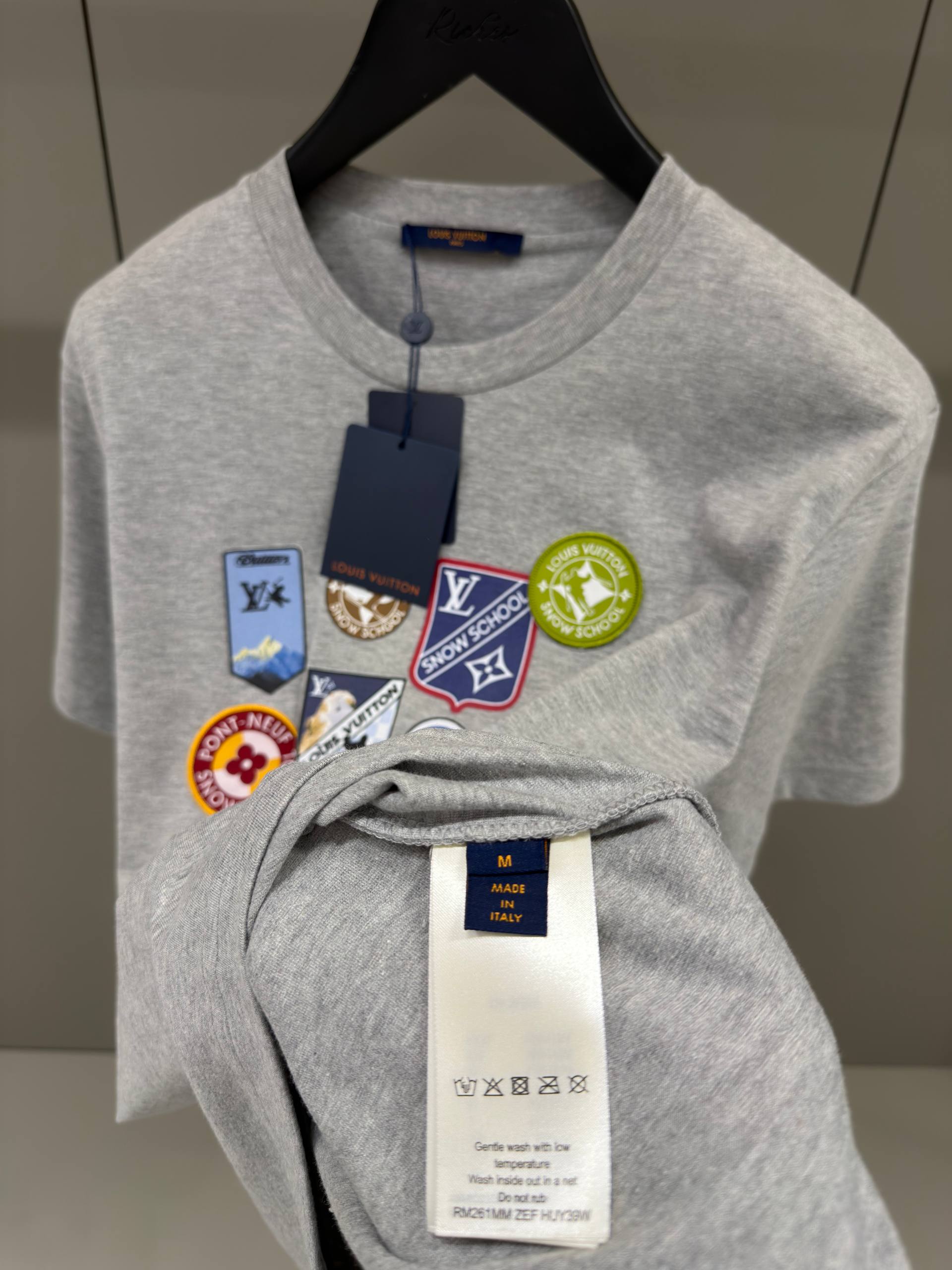 Γκρι βαμβακερό T-shirt Signature Patches