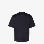 Navy Blue T-shirt with Leather Patch Pocket