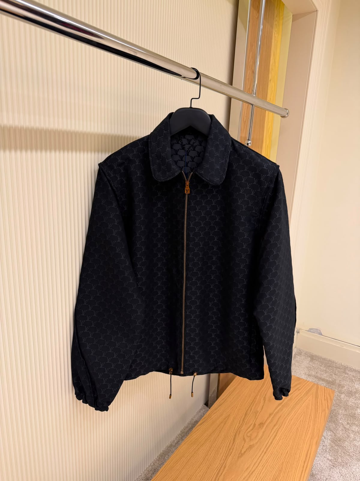 Cotton Blend Black Blouson Jacket