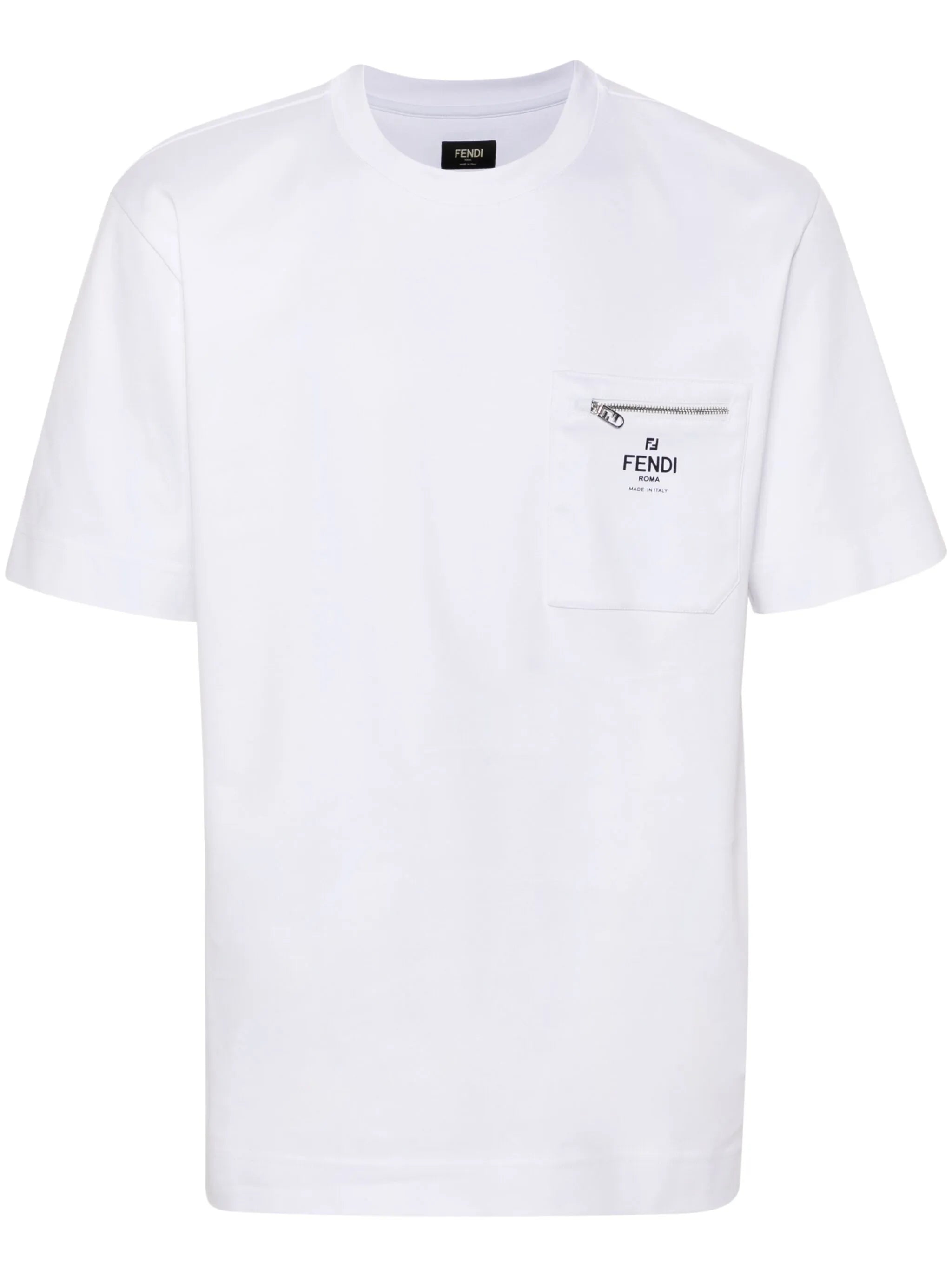 White Cotton T-shirt with Pocket