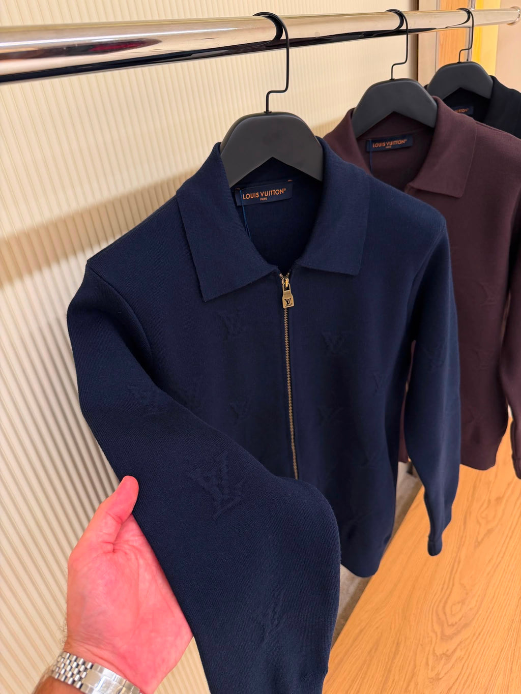 LV Blason Embossed Zipped Navy Blue Blouson