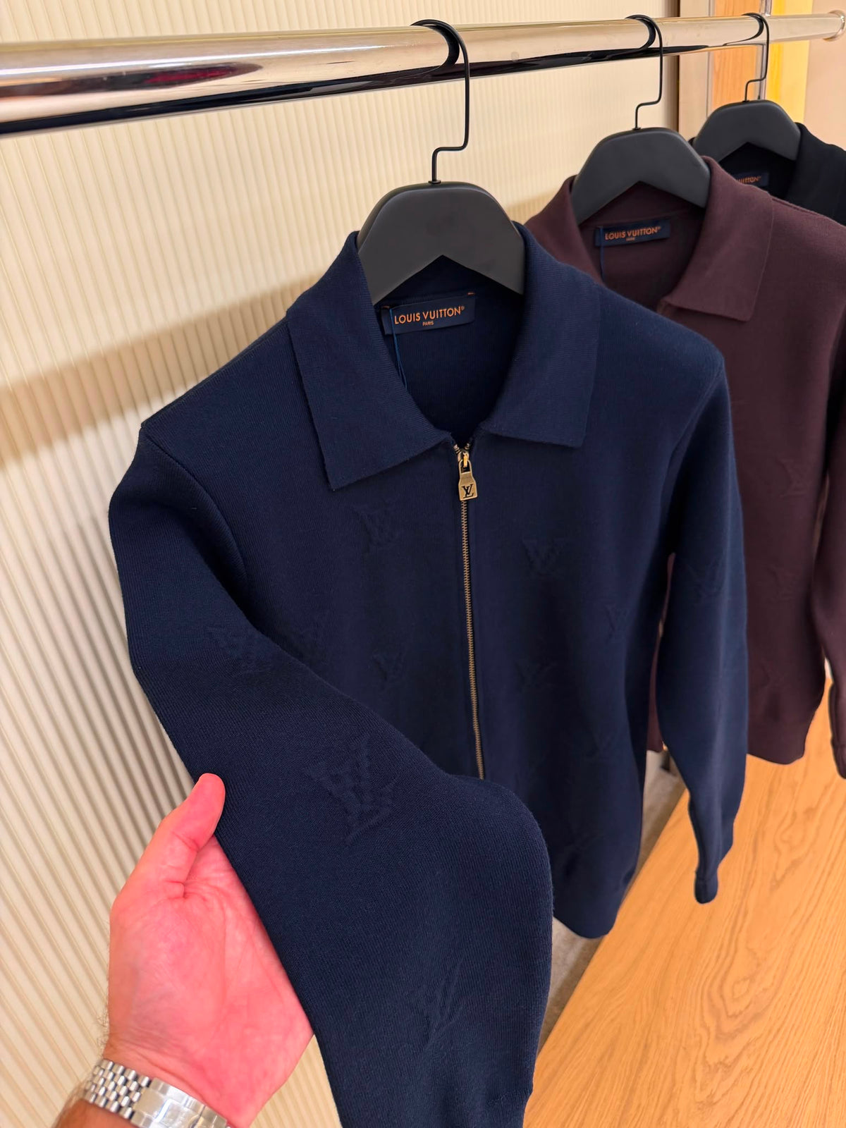 LV Blason Embossed Zipped Navy Blue Blouson