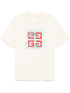 Λευκό T-Shirt με κέντημα λογότυπου 4G