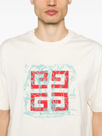 Λευκό T-Shirt με κέντημα λογότυπου 4G