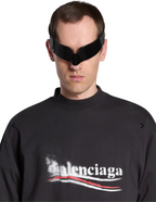 Πολιτικό T-shirt Oversized Μαύρο με Στένσιλ