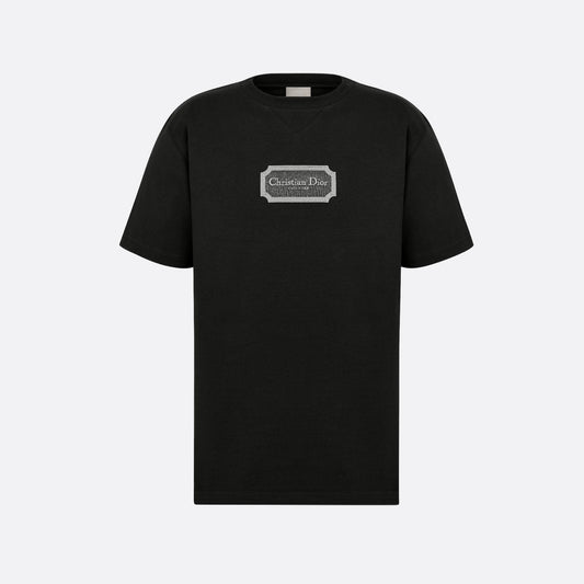 Couture Relaxed Fit Black T-shirt with Embroidery