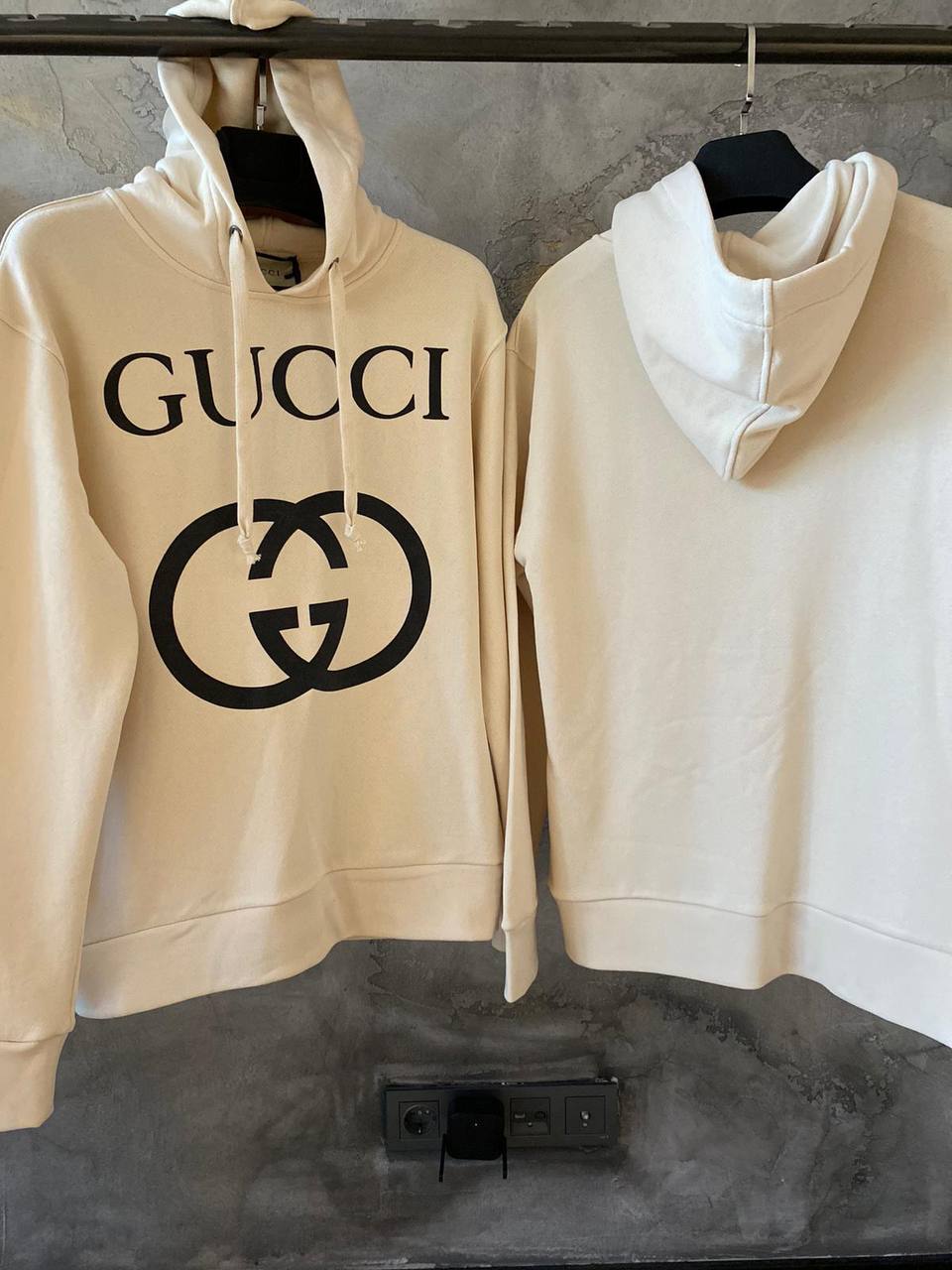 Oversized φούτερ με κουκούλα και λογότυπο Interlocking G σε λευκό χρώμα