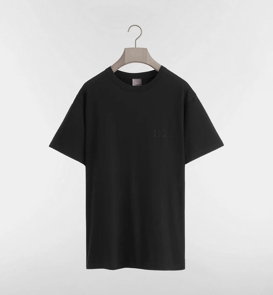 Relaxed fit Black T-shirt with Logo Embroidery