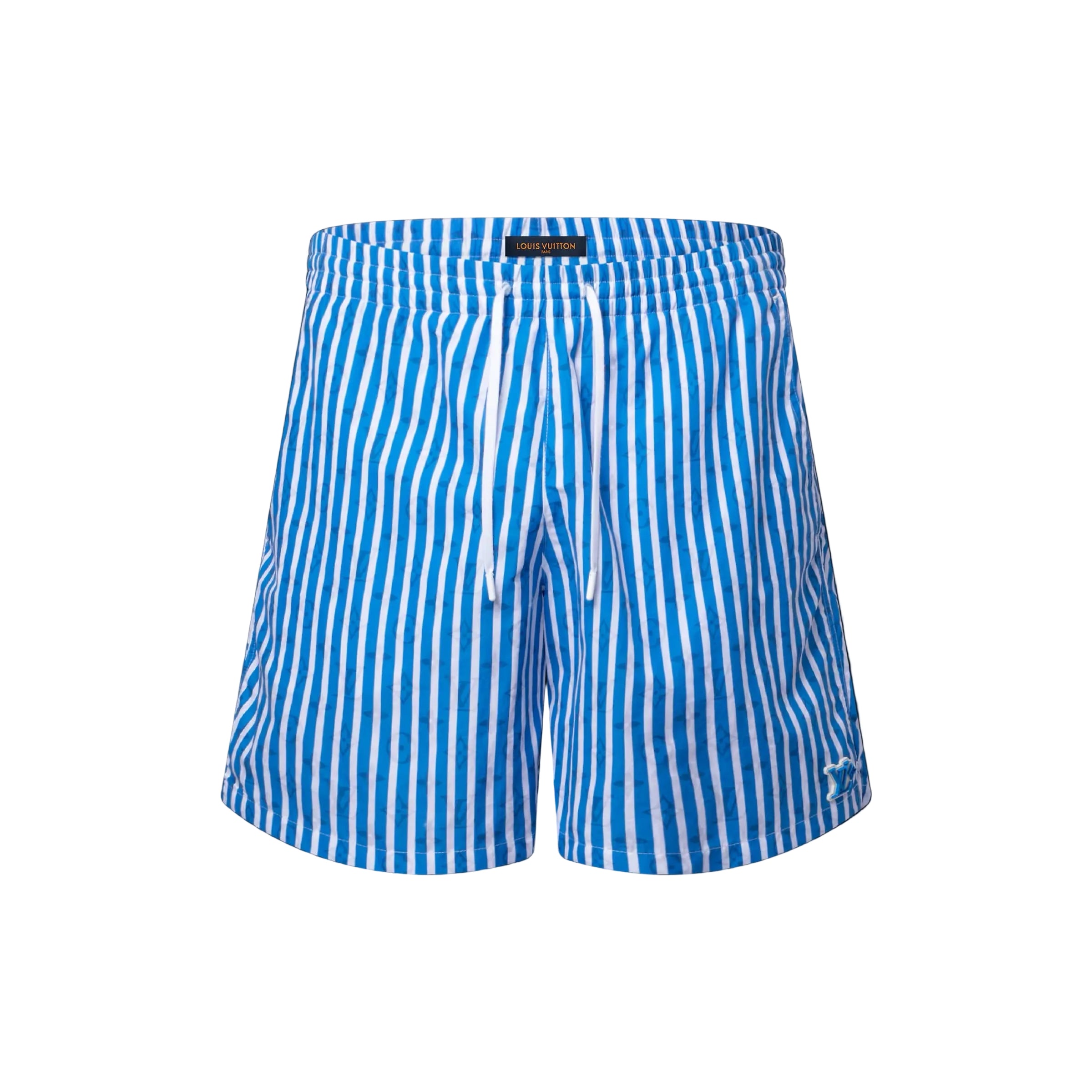 LV Patch Blue and White Stripes Swim Shorts