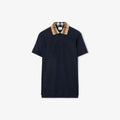 Cotton Piqué Navy Polo shirt with Embroidery
