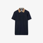 Cotton Piqué Navy Polo shirt with Embroidery