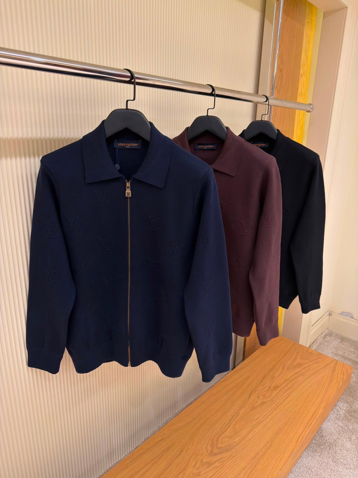 LV Blason Embossed Zipped Navy Blue Blouson