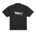 Πολιτικό T-shirt Oversized Μαύρο με Στένσιλ