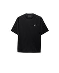 Μαύρο βαμβακερό T-shirt με all-over τύπωμα