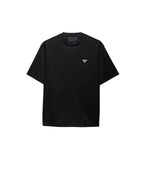 Μαύρο βαμβακερό T-shirt με all-over τύπωμα