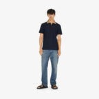Cotton Piqué Navy Polo shirt with Embroidery