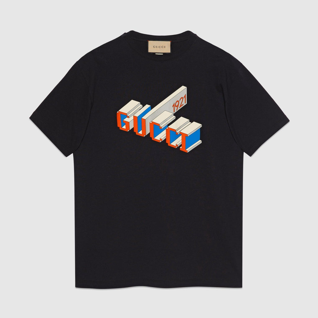 Μαύρο T-shirt από ελαφρύ βαμβακερό ζέρσεϊ με στάμπα