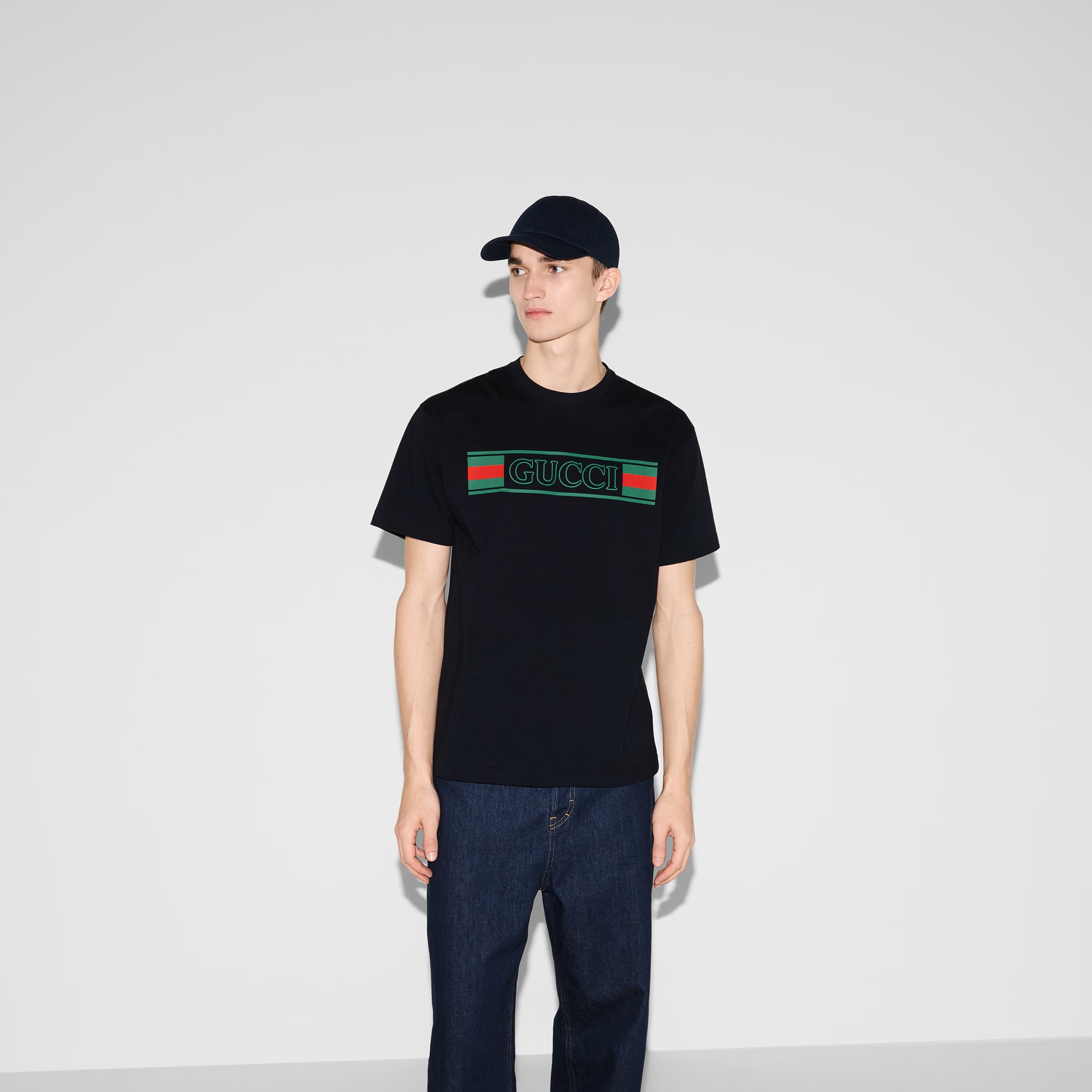 Printed Cotton Jersey Navy T-shirt