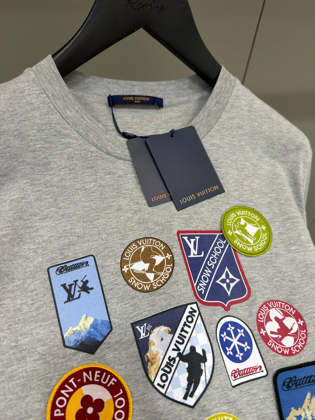 Γκρι βαμβακερό T-shirt Signature Patches