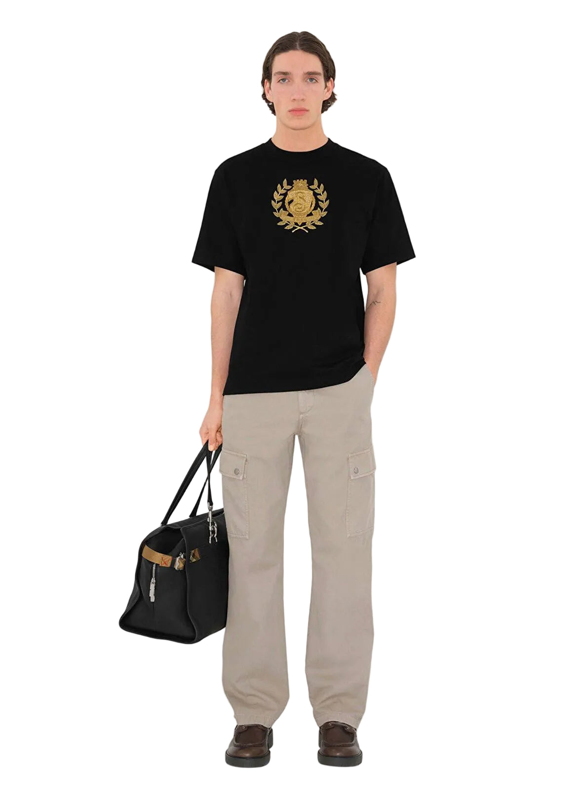 B Shield Motif Black Oversize T-shirt