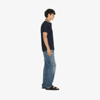 Cotton Piqué Navy Polo shirt with Embroidery