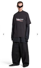 Πολιτικό T-shirt Oversized Μαύρο με Στένσιλ