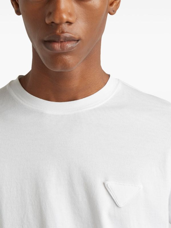 White Cotton Logo Patch T-shirt