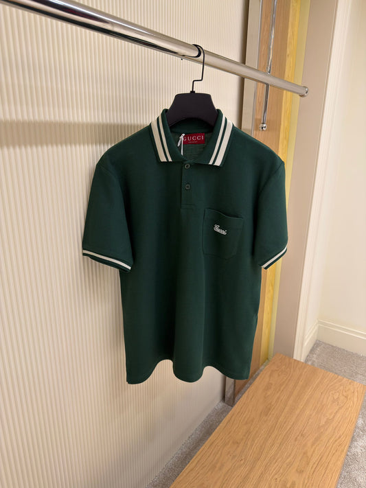 Green Logo-Embroidered Piqué Polo