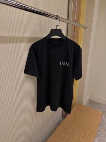 Black Cotton T-shirt with L.V.M Embroidery