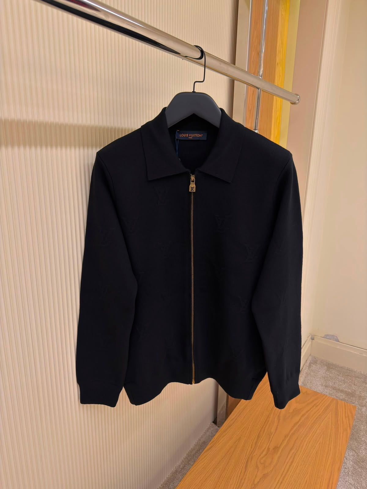 LV Blason Embossed Zipped Black Blouson