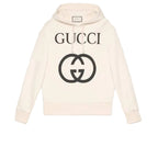 Oversized φούτερ με κουκούλα και λογότυπο Interlocking G σε λευκό χρώμα