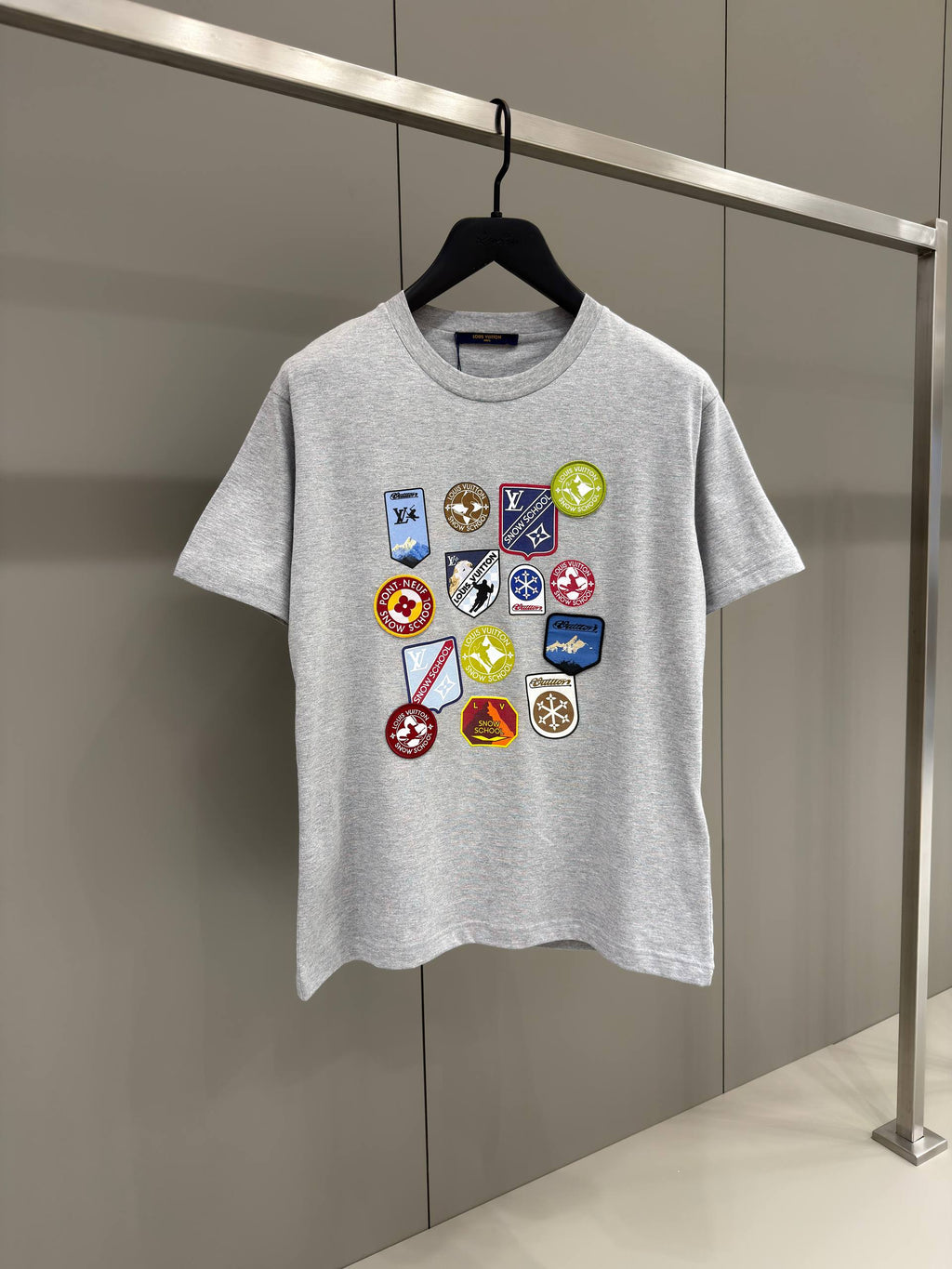 Γκρι βαμβακερό T-shirt Signature Patches