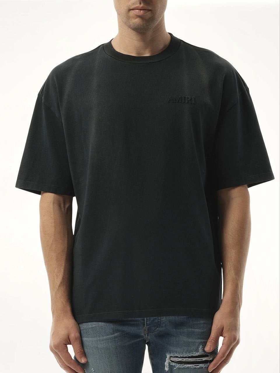 Black T-shirt with Logo Embroidery