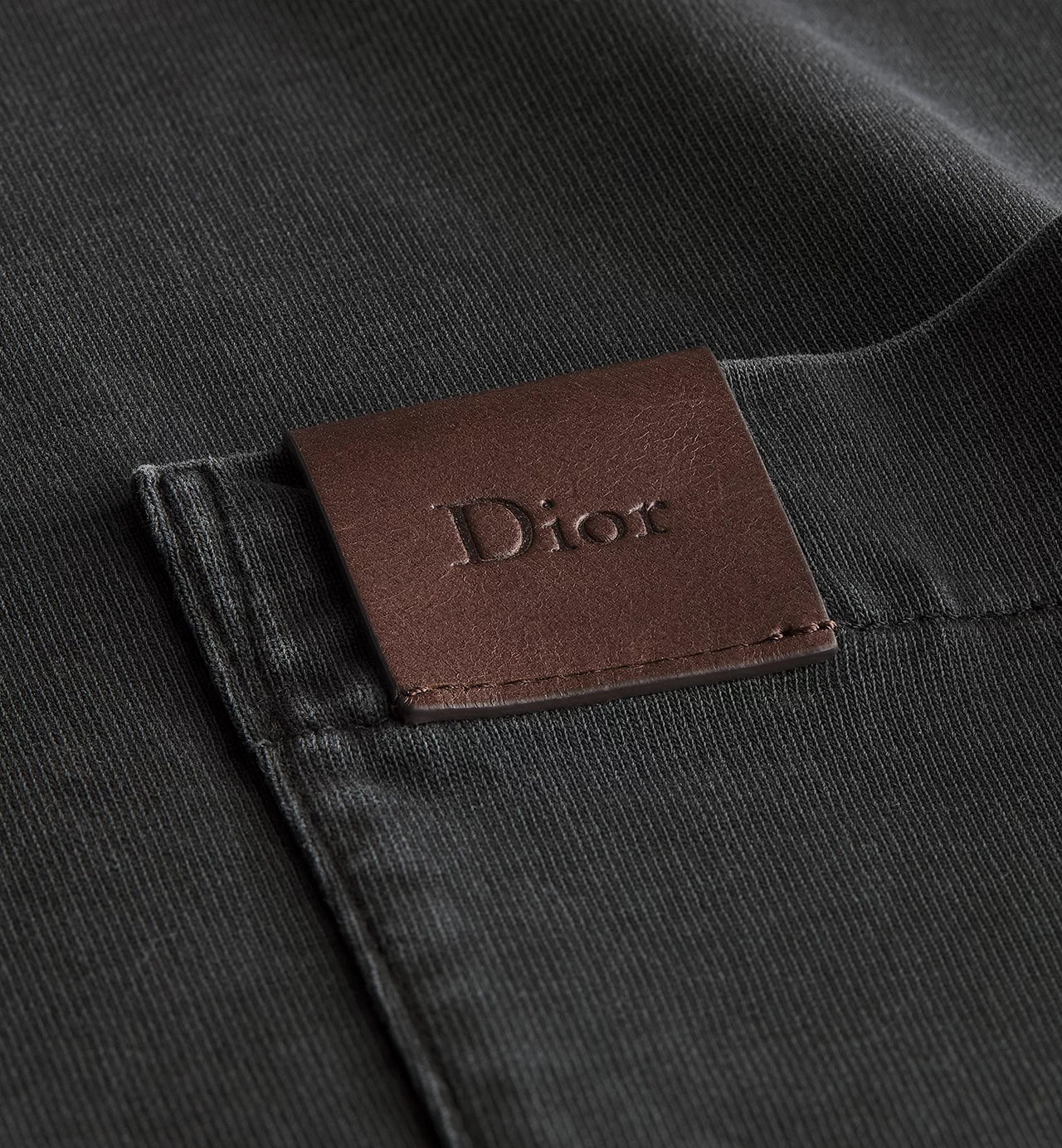 Grey T-shirt with Pocket and Leather Patch