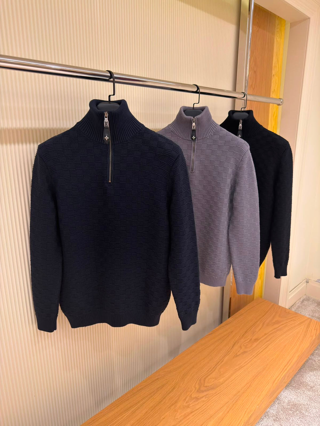 Cashmere-Wool Blend Half-Zip Anthracite Pullover