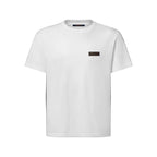 Gold-Stamped Leather Patch White T-shirt