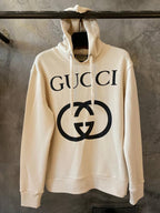 Oversized φούτερ με κουκούλα και λογότυπο Interlocking G σε λευκό χρώμα