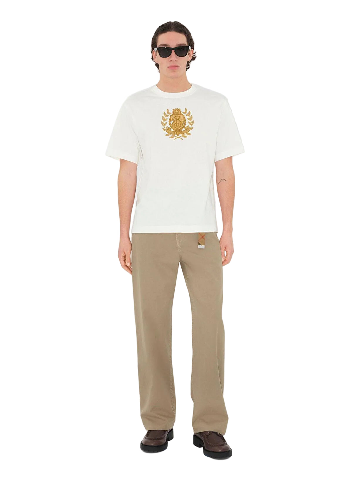 B Shield Motif White Oversize T-shirt