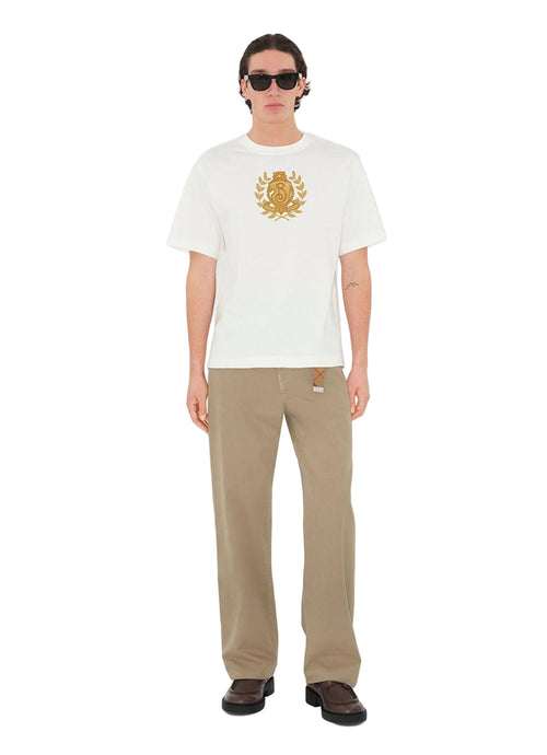 B Shield Motif White Oversize T-shirt