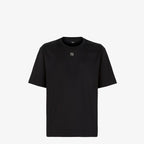 Black Cotton T-shirt with Metal FF Appliqué
