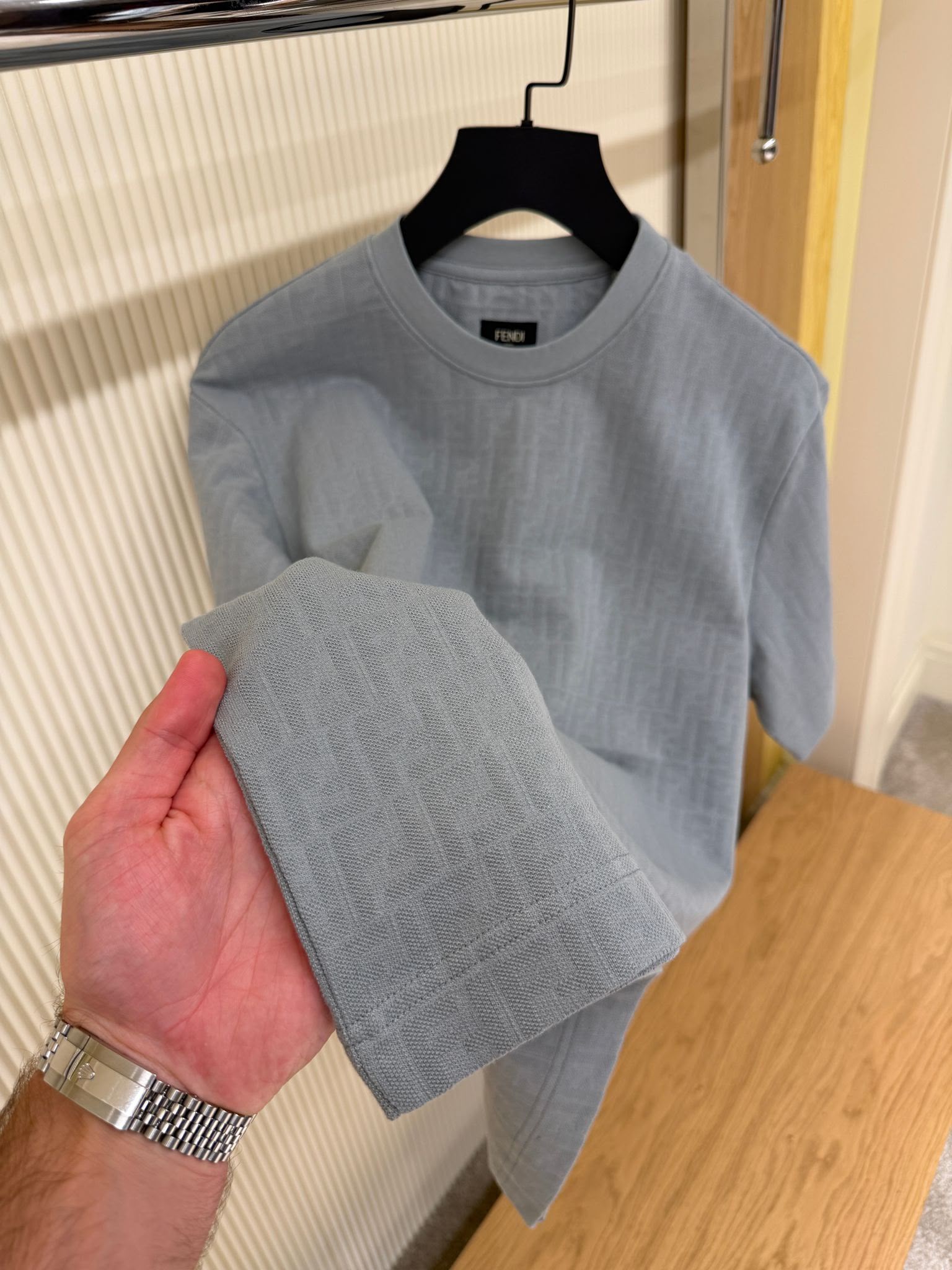 Navy Blue T-shirt with Ff Jacquard