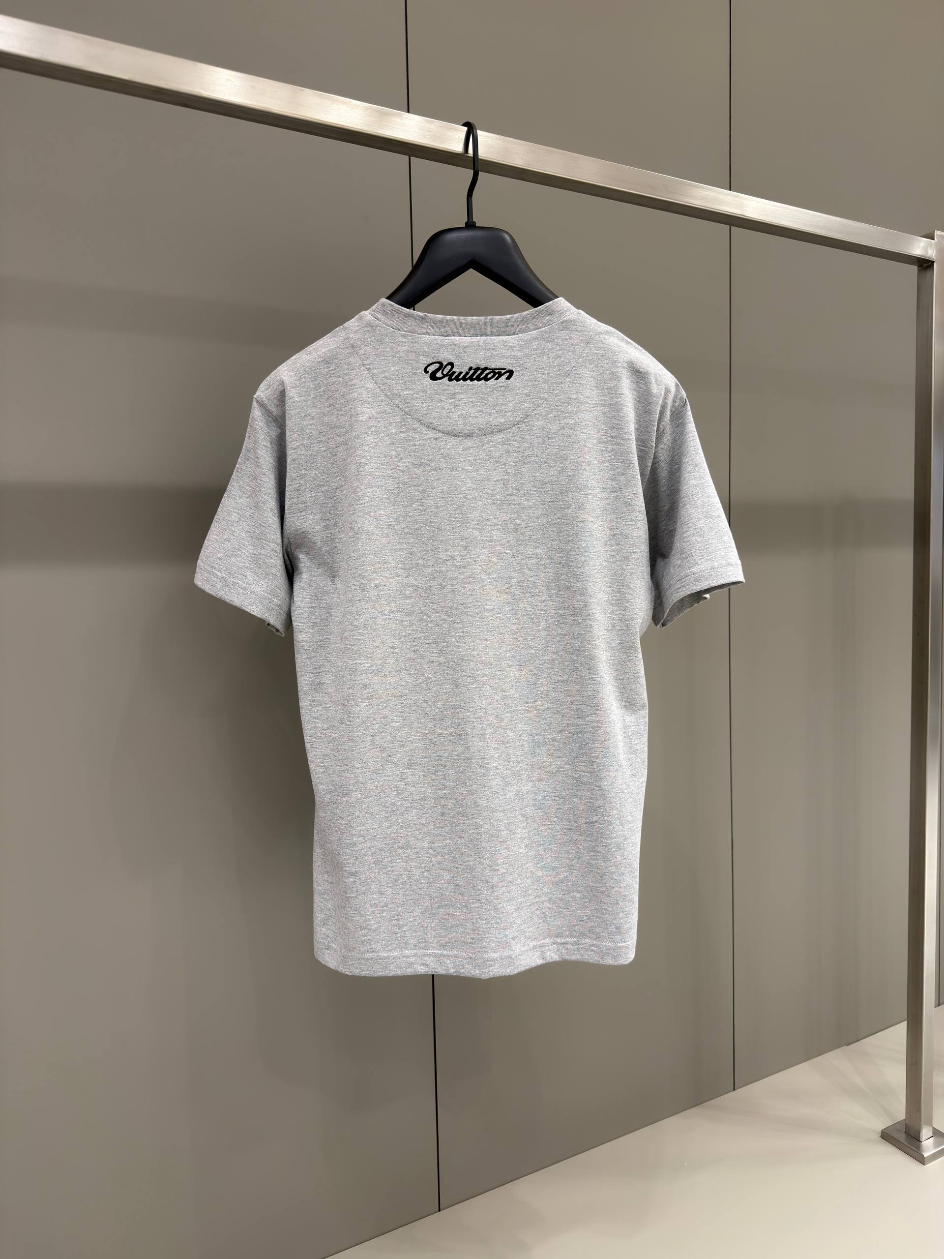 Γκρι βαμβακερό T-shirt Signature Patches