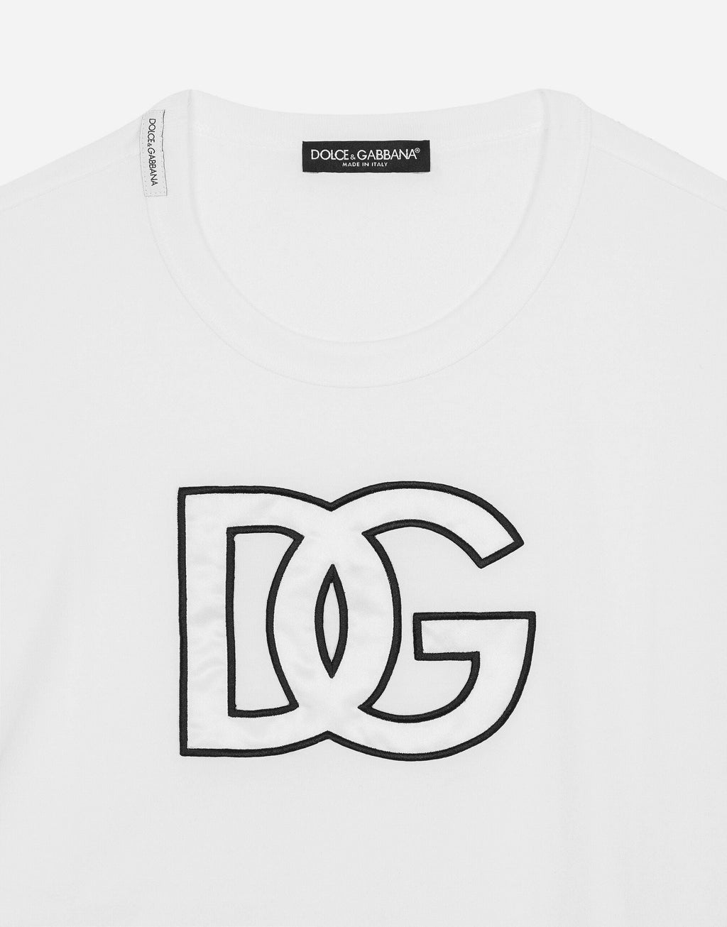 Λευκό βαμβακερό T-shirt με έμπλαστρο DG