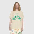 GUC x Disney White Green Print T-shirt - Styledistrict