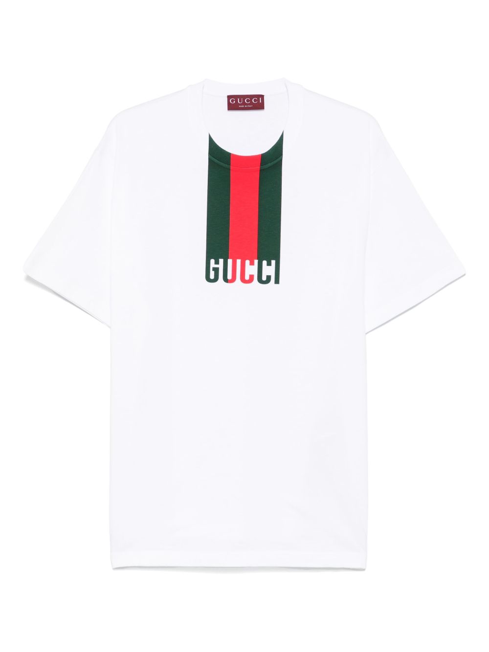 Λευκό βαμβακερό T-shirt ζέρσεϊ με στάμπα ιστού