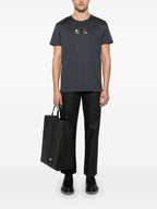 Σκούρο γκρι T-shirt με τριπλό κεντημένο λογότυπο FF σε ανάγλυφη μορφή