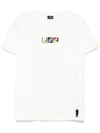 White T-shirt with Triple FF Embossed Embroidery