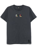 Σκούρο γκρι T-shirt με τριπλό κεντημένο λογότυπο FF σε ανάγλυφη μορφή