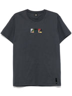 Σκούρο γκρι T-shirt με τριπλό κεντημένο λογότυπο FF σε ανάγλυφη μορφή